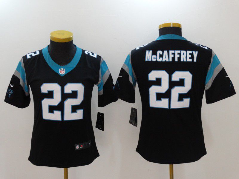 Women Carolina Panthers 22 Mccaffrey Black Nike Vapor Untouchable Limited NFL Jerseys